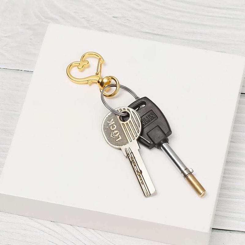 Heart-Shaped Swivel Snap Hook Keychain Metal Spring Snap Keychain Hook Lobster Clasp Key Ring Gold - Fridgebeatsau
