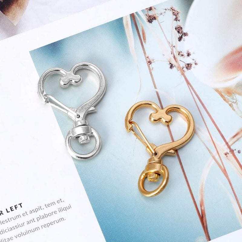 Heart-Shaped Swivel Snap Hook Keychain Metal Spring Snap Keychain Hook Lobster Clasp Key Ring Gold - Fridgebeatsau