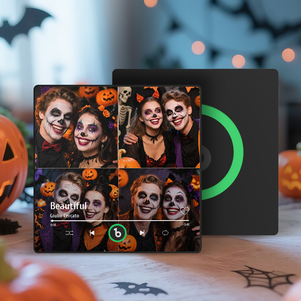 Custom Music Multiple Photo Fridge Magnet Personalized 4 Photo Music Fridge Magnet That Can Play Music Without Cellphone Supports Bluetooth Connectivity Halloween Gifts for Him - Fridgebeatsau