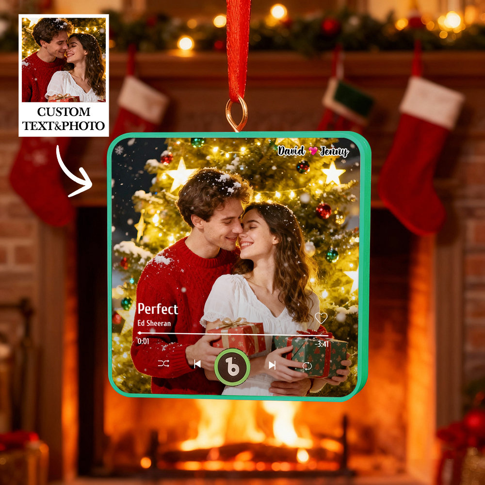 Custom Music Box Ornament Personalized Photo Music Box Ornament Music Fridge Magnet Custom Voice Recording Couple Keepsake Christmas Gifts - Fridgebeatsau