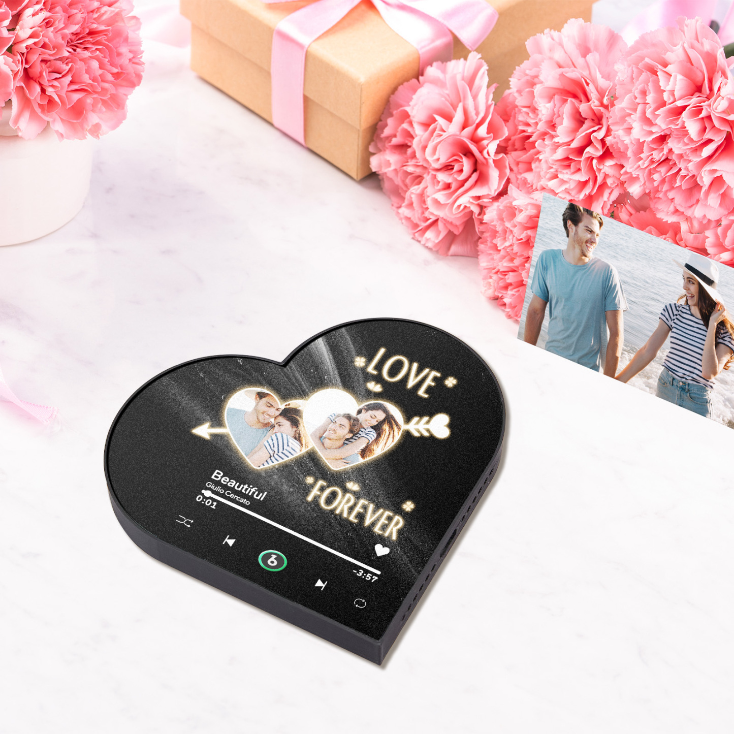 Personalized Heart-Shaped Music Photo Fridge Magnet - Romantic Gift for Couples - Fridgebeatsau
