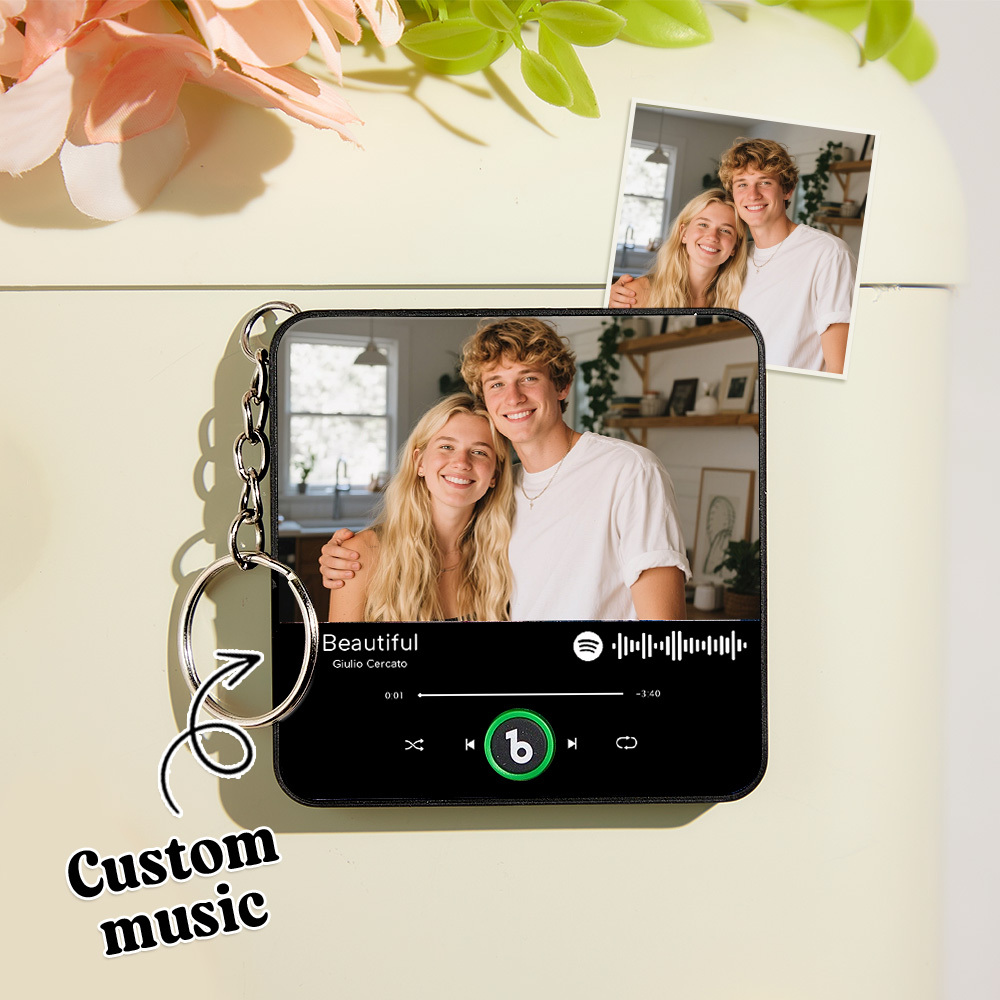 Personalized Song Mini Fridge Magnet Keychain Custom Music Fridge Magnet Spotify Album Mini Fridge Magnet Keychain Halloween Gifts for Him - Fridgebeatsau