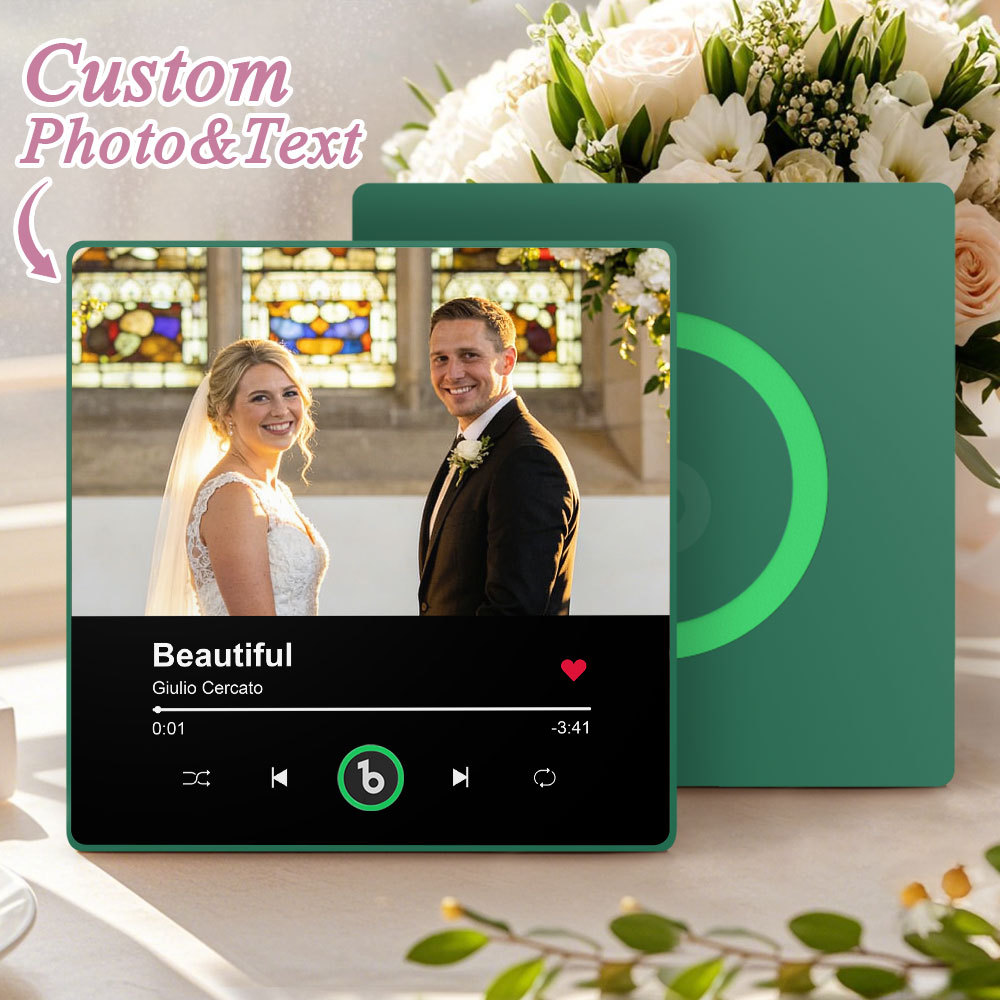 Personalized Photo Music Fridge Magnet Playable Song Keepsake Gift Wedding Gifts for Lover - Fridgebeatsau