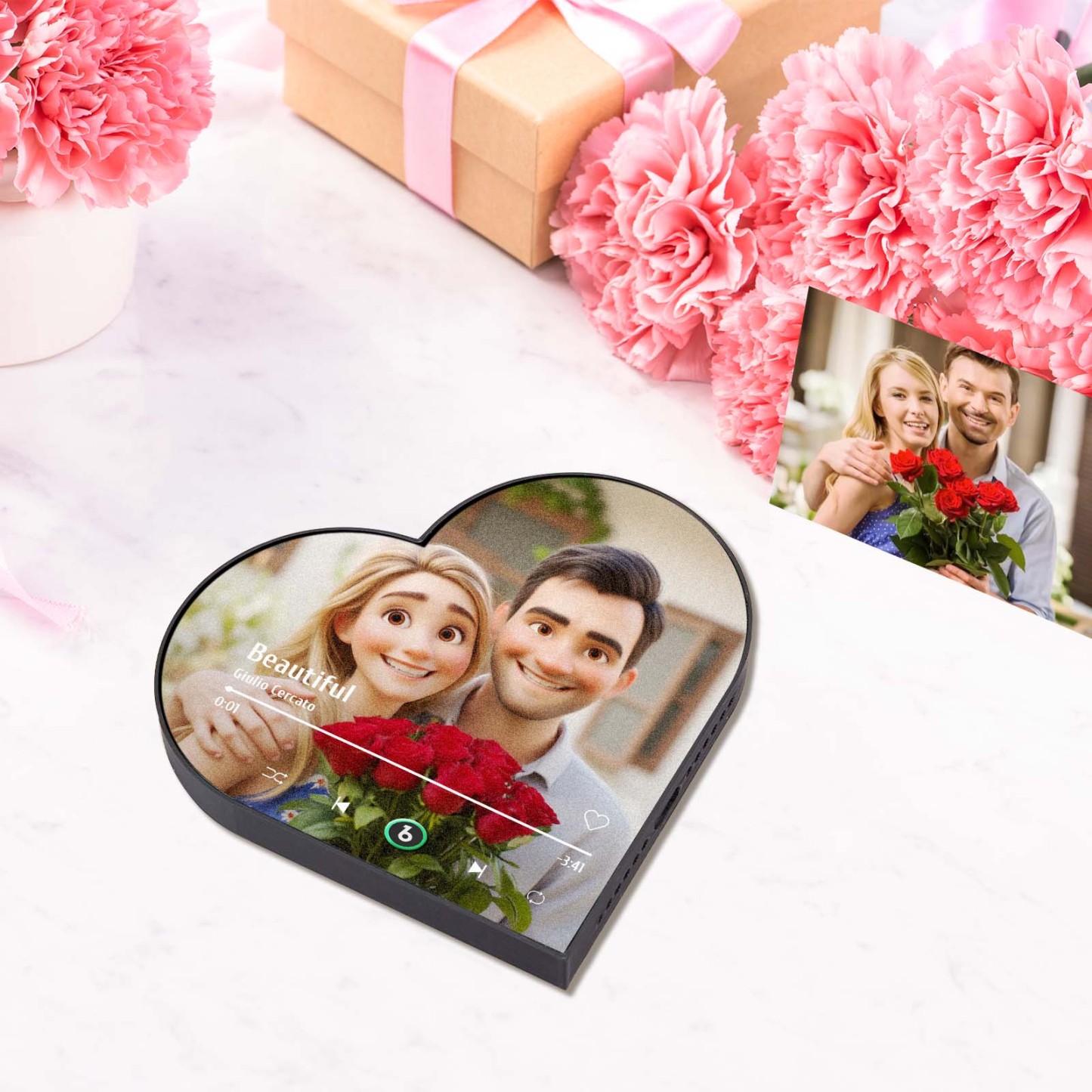 Custom Music Fridge Magnet Personalized Photo Cartoon Style Heart Frame Song Fridge Magnet That Can Play Songs Anniversary Gifts Birthday Gift for Couple