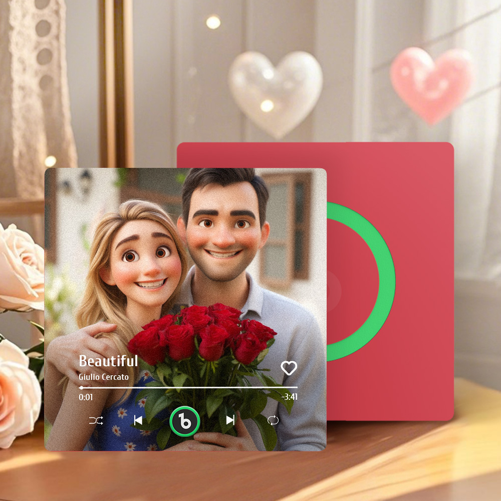 冷蔵庫用カスタムミュージックマグネット。パーソナライズされた写真入り漫画風ソング冷蔵庫マグネット。曲を再生可能。お母さんへのギフト。 - Fridgebeatsjp