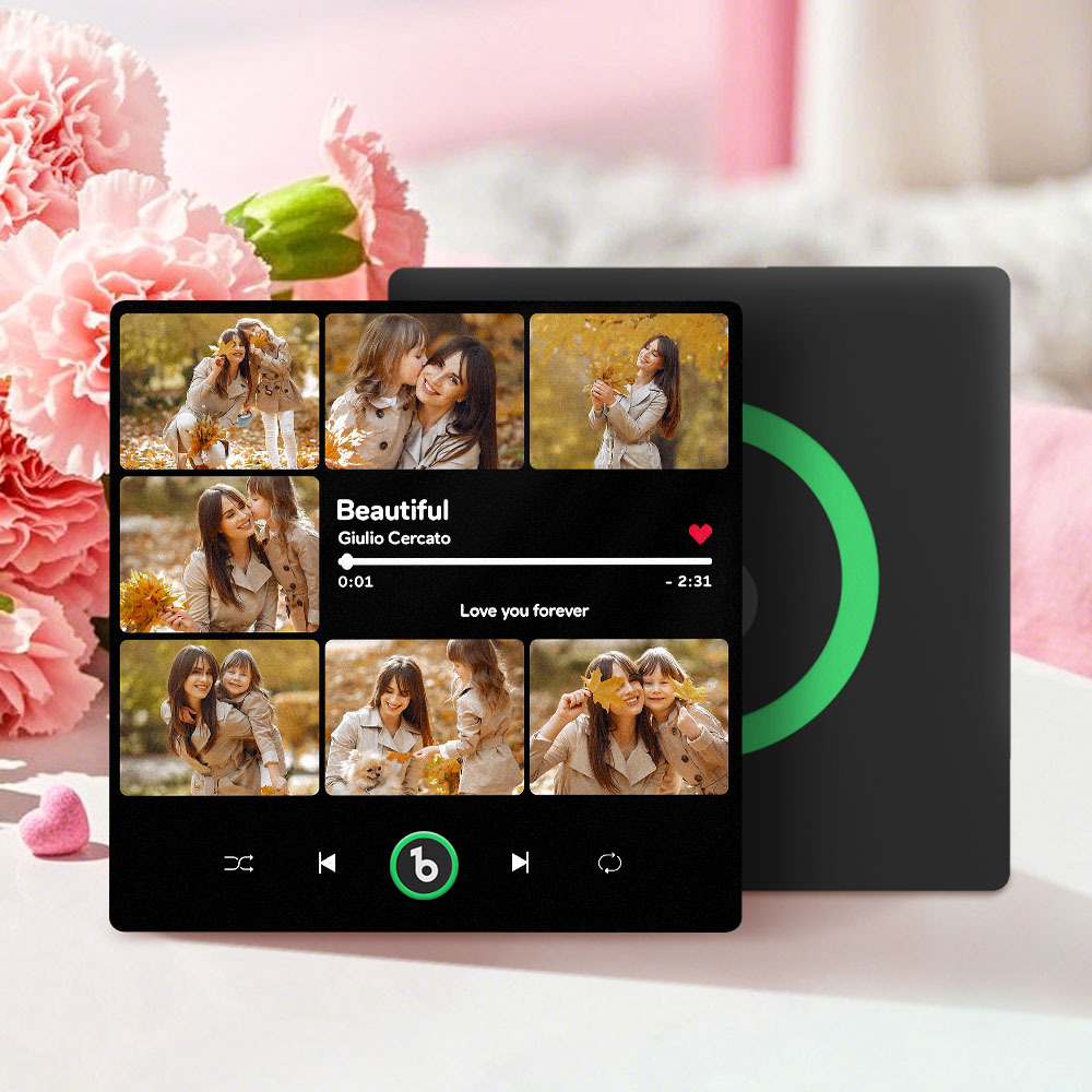 カスタムミュージックフォト冷蔵庫マグネットコラージュ冷蔵庫マグネットパーソナライズされたフォトソングマグネット音楽再生機能付き母の日ギフト - Fridgebeatsjp