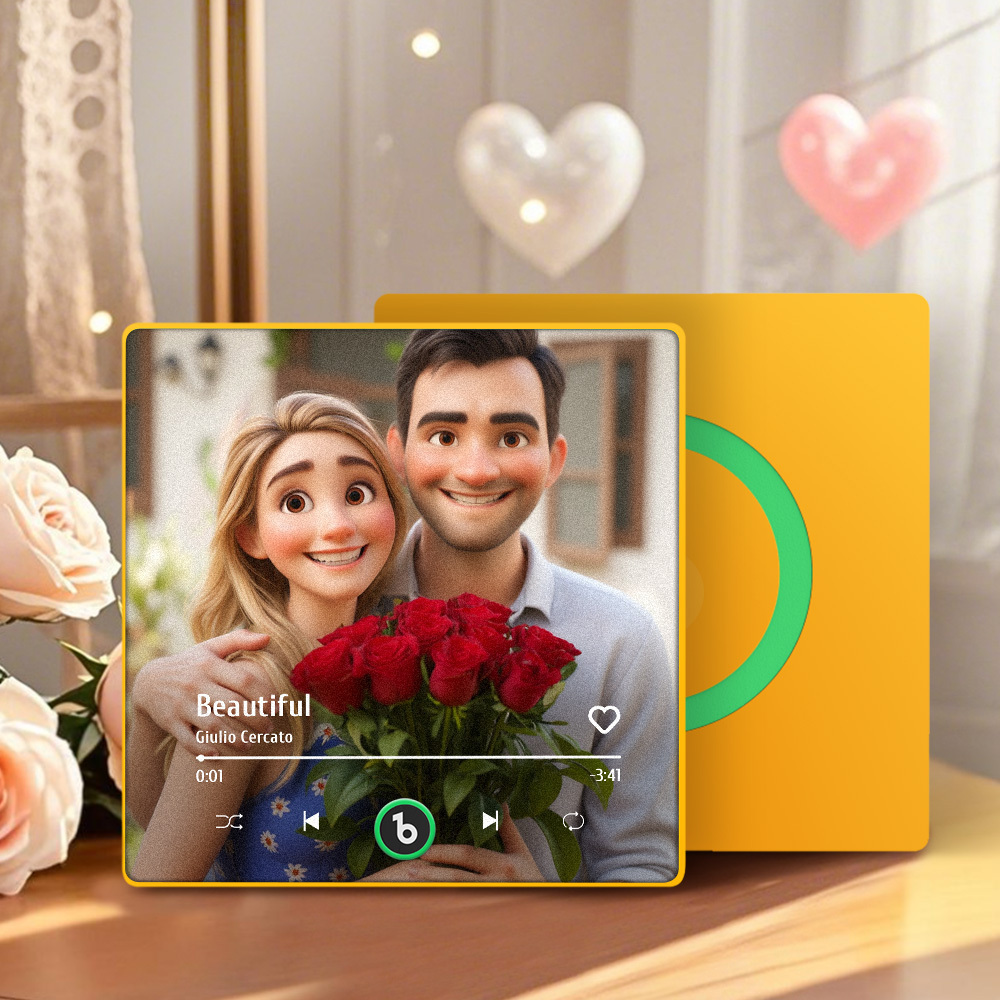 冷蔵庫用カスタムミュージックマグネット。パーソナライズされた写真入り漫画風ソング冷蔵庫マグネット。曲を再生可能。お母さんへのギフト。 - Fridgebeatsjp