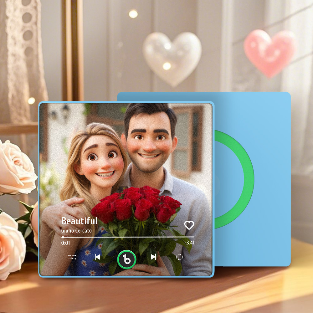 冷蔵庫用カスタムミュージックマグネット。パーソナライズされた写真入り漫画風ソング冷蔵庫マグネット。曲を再生可能。お母さんへのギフト。 - Fridgebeatsjp