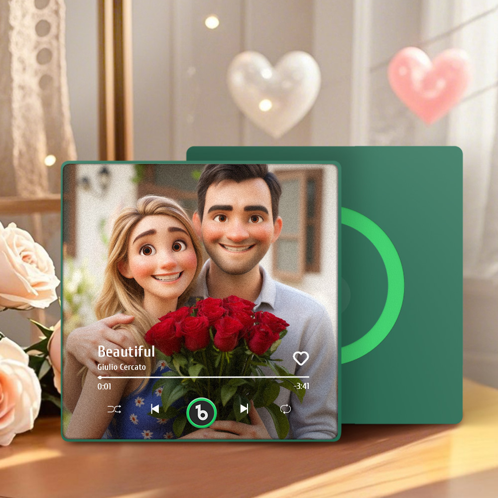 冷蔵庫用カスタムミュージックマグネット。パーソナライズされた写真入り漫画風ソング冷蔵庫マグネット。曲を再生可能。お母さんへのギフト。 - Fridgebeatsjp