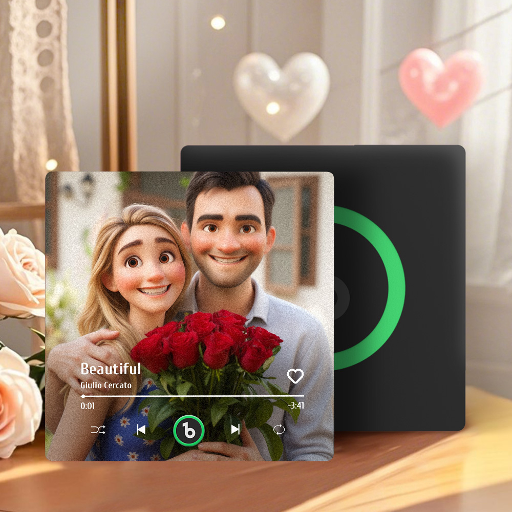 冷蔵庫用カスタムミュージックマグネット。パーソナライズされた写真入り漫画風ソング冷蔵庫マグネット。曲を再生可能。お母さんへのギフト。 - Fridgebeatsjp