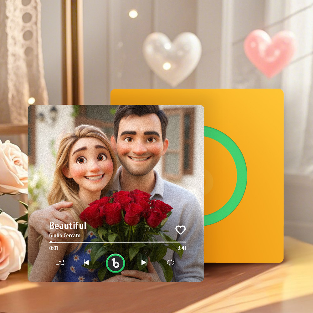 冷蔵庫用カスタムミュージックマグネット。パーソナライズされた写真入り漫画風ソング冷蔵庫マグネット。曲を再生可能。お母さんへのギフト。 - Fridgebeatsjp