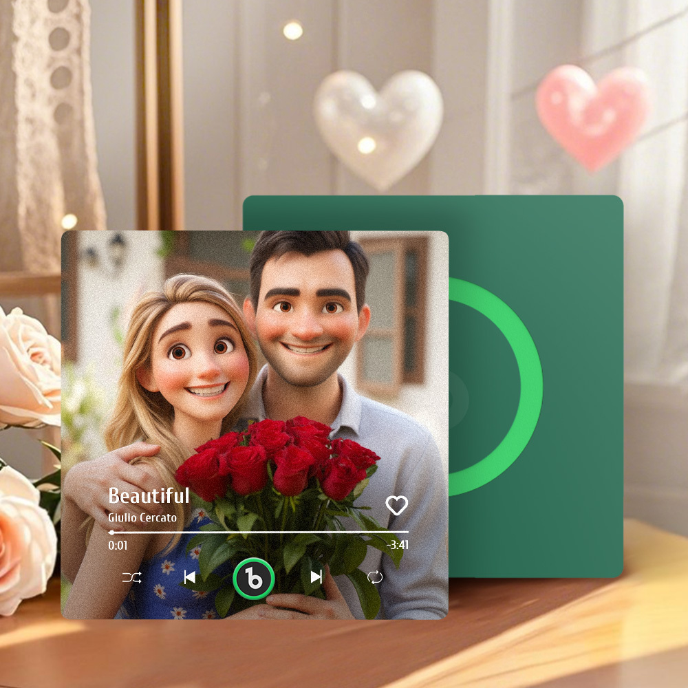 冷蔵庫用カスタムミュージックマグネット。パーソナライズされた写真入り漫画風ソング冷蔵庫マグネット。曲を再生可能。お母さんへのギフト。 - Fridgebeatsjp