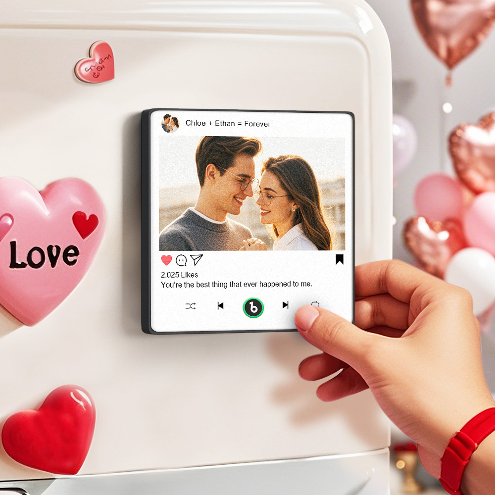 彼女や彼へのカスタム音楽冷蔵庫マグネットギフト、彼氏や彼女、夫、妻へのパーソナライズされた写真ギフト、記念日のユニークなギフト - Fridgebeatsjp