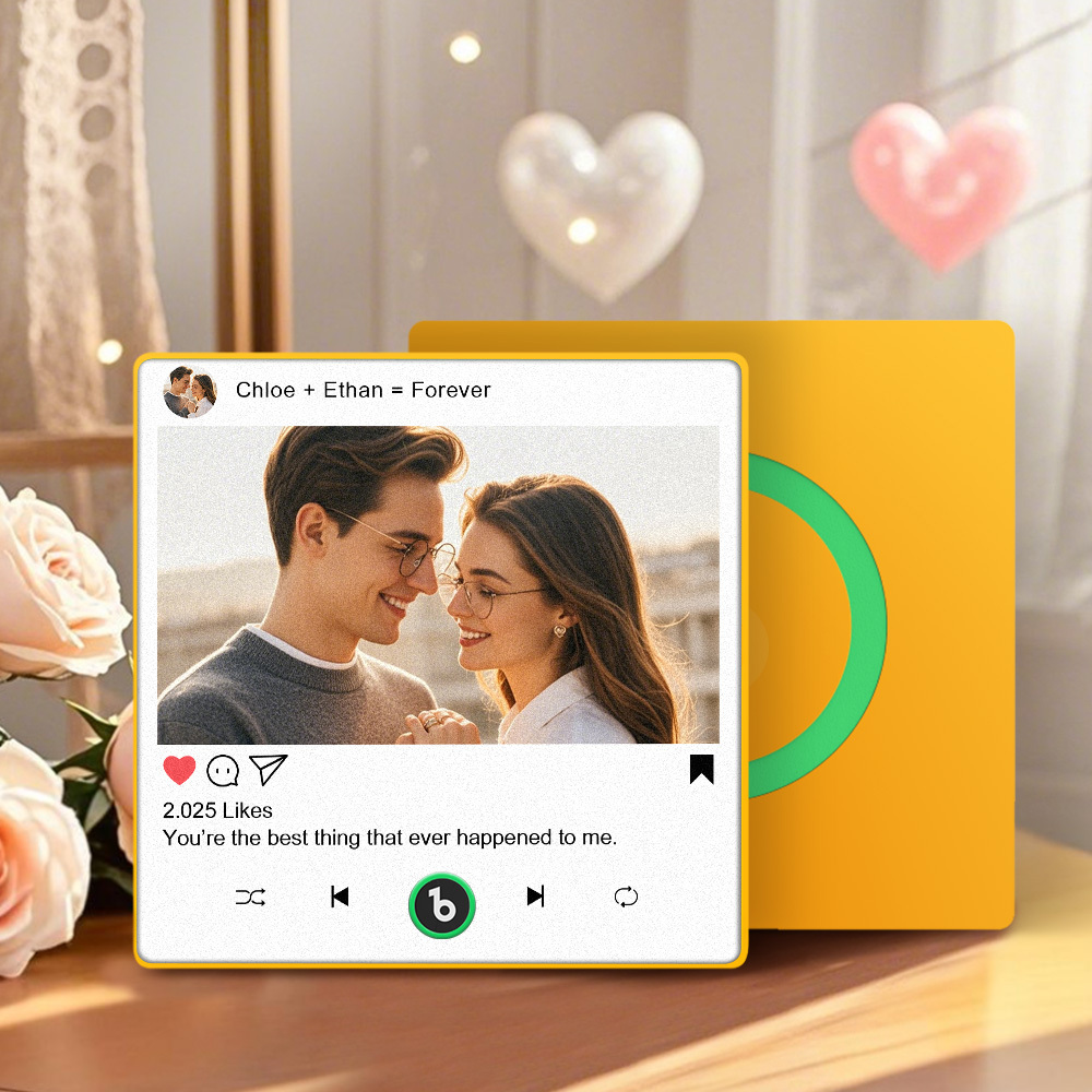 彼女や彼へのカスタム音楽冷蔵庫マグネットギフト、彼氏や彼女、夫、妻へのパーソナライズされた写真ギフト、記念日のユニークなギフト - Fridgebeatsjp