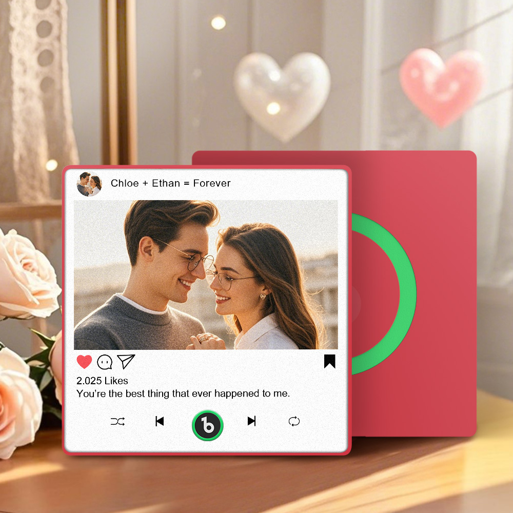 彼女や彼へのカスタム音楽冷蔵庫マグネットギフト、彼氏や彼女、夫、妻へのパーソナライズされた写真ギフト、記念日のユニークなギフト - Fridgebeatsjp