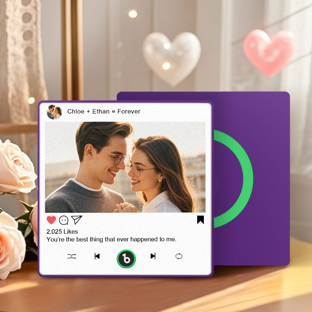 彼女や彼へのカスタム音楽冷蔵庫マグネットギフト、彼氏や彼女、夫、妻へのパーソナライズされた写真ギフト、記念日のユニークなギフト - Fridgebeatsjp