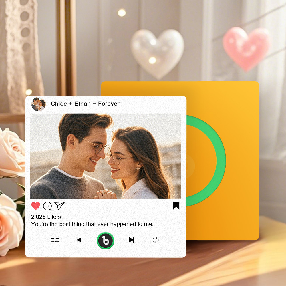 彼女や彼へのカスタム音楽冷蔵庫マグネットギフト、彼氏や彼女、夫、妻へのパーソナライズされた写真ギフト、記念日のユニークなギフト - Fridgebeatsjp