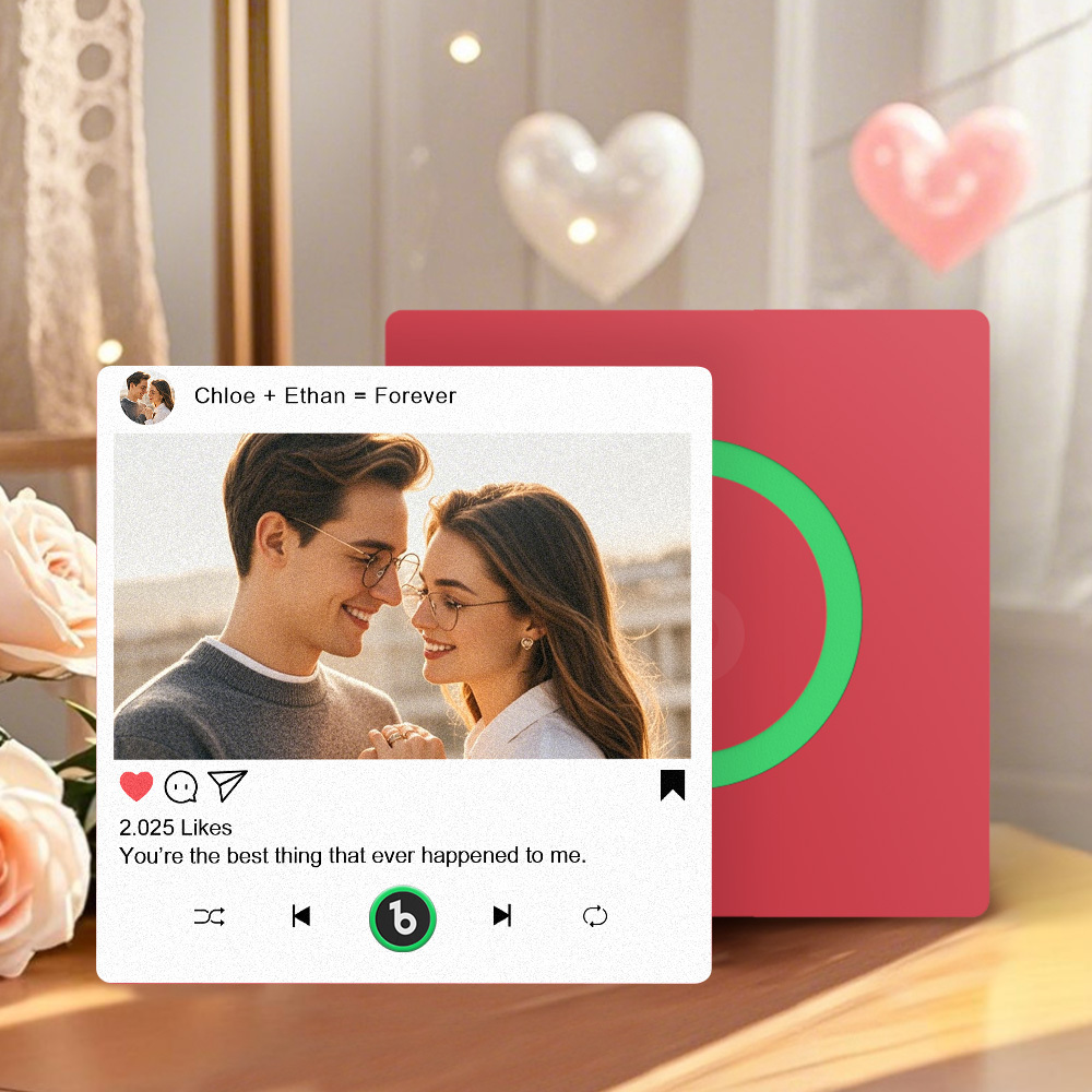 彼女や彼へのカスタム音楽冷蔵庫マグネットギフト、彼氏や彼女、夫、妻へのパーソナライズされた写真ギフト、記念日のユニークなギフト - Fridgebeatsjp