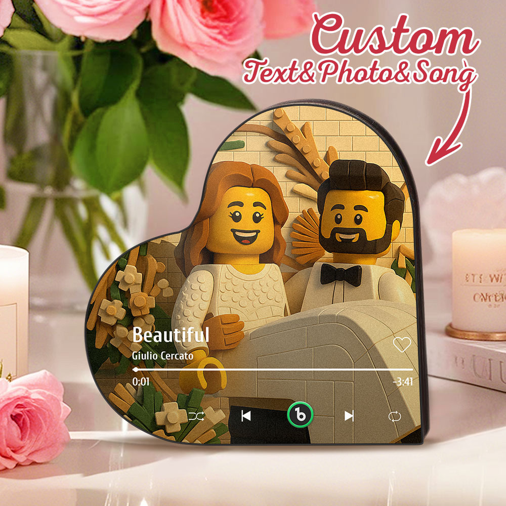 カスタムハート型音楽冷蔵庫マグネット。パーソナライズされた写真。様々な漫画スタイルの歌を再生できる冷蔵庫マグネット。結婚祝い、カップルへの記念日の贈り物。 - Fridgebeatsjp