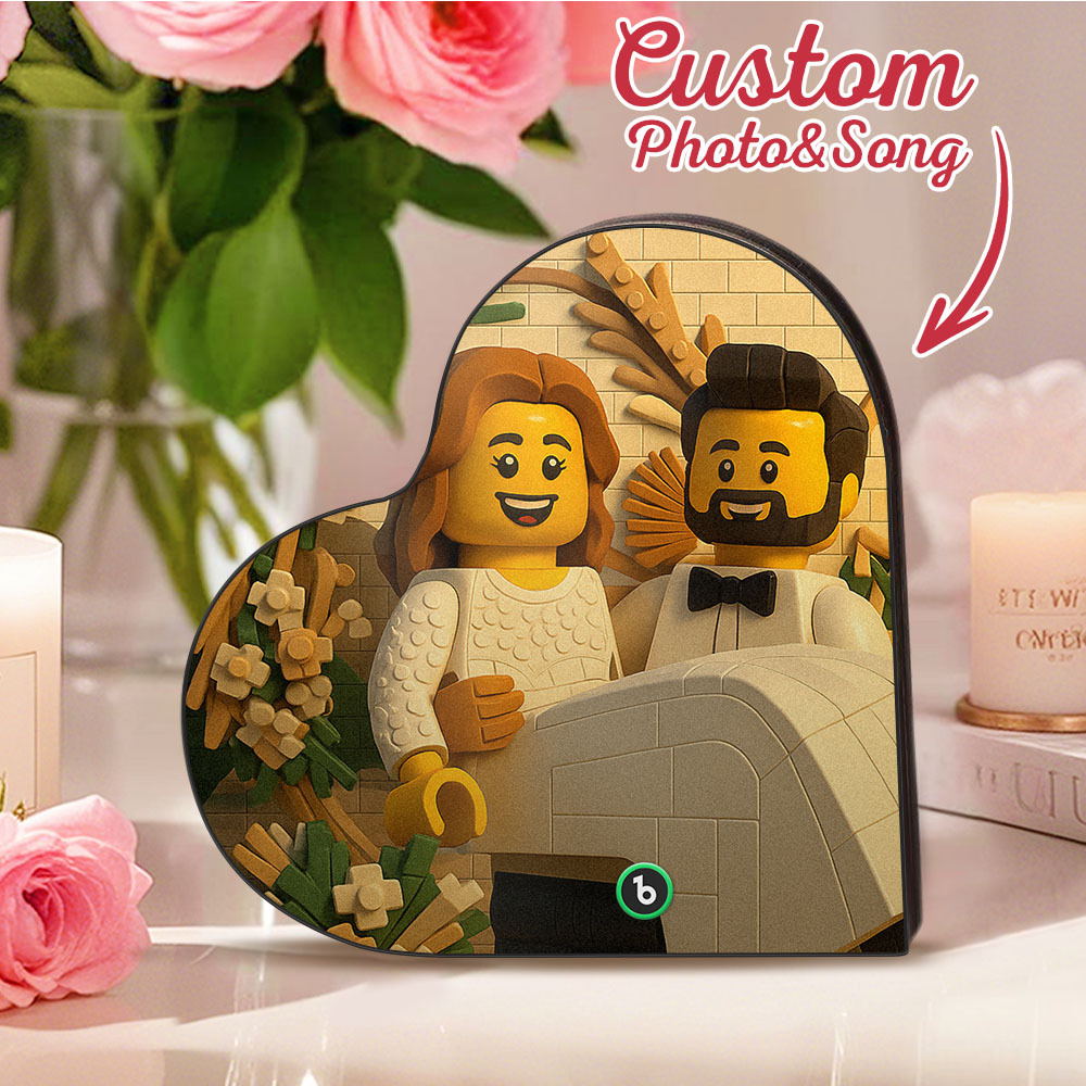 カスタムハート型音楽冷蔵庫マグネット。パーソナライズされた写真。様々な漫画スタイルの歌を再生できる冷蔵庫マグネット。結婚祝い、カップルへの記念日の贈り物。 - Fridgebeatsjp