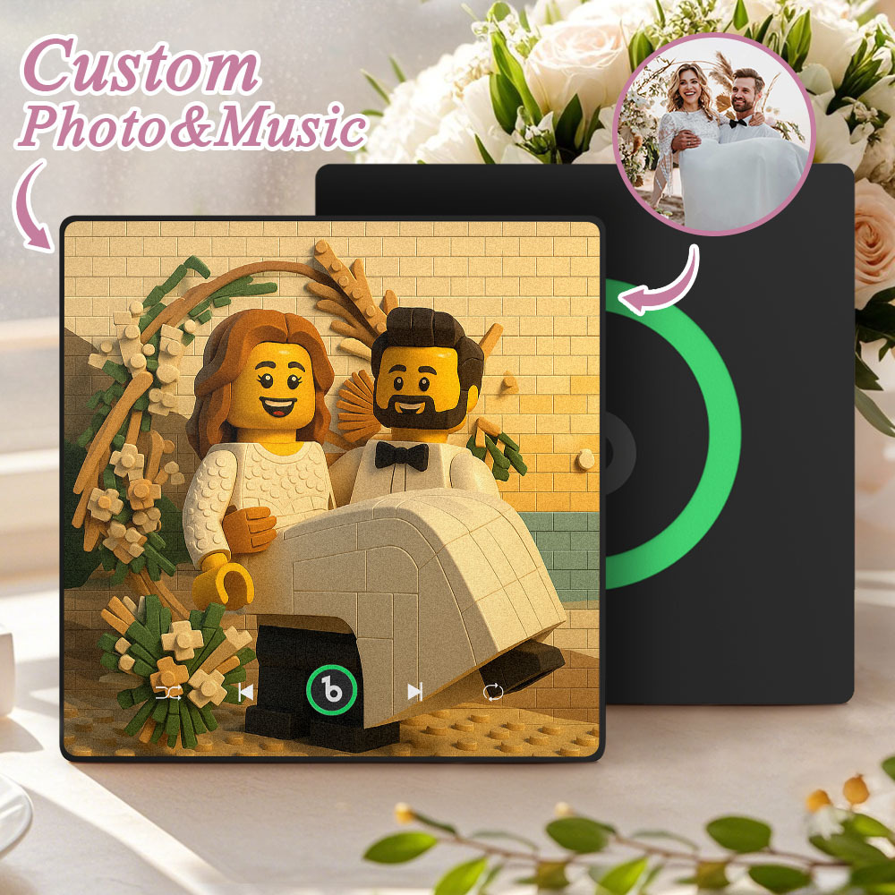 カスタム音楽冷蔵庫マグネット。パーソナライズされた写真。様々な漫画スタイルの歌を再生できるマグネット。結婚祝いやカップルへの記念日の贈り物。 - Fridgebeatsjp