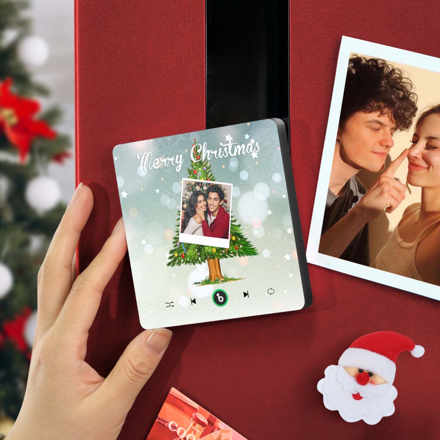 カスタム音楽と写真冷蔵庫用マグネットクリスマスツリー冷蔵庫用マグネットクリスマスギフト用 - Fridgebeatsjp