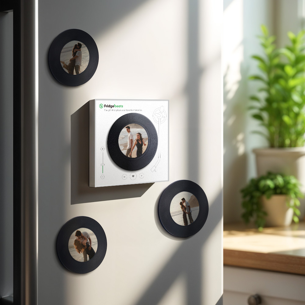 カスタム音楽 & 写真冷蔵庫用マグネットは 1 ～ 6 のビニールと曲をカスタマイズできます - Fridgebeatsjp