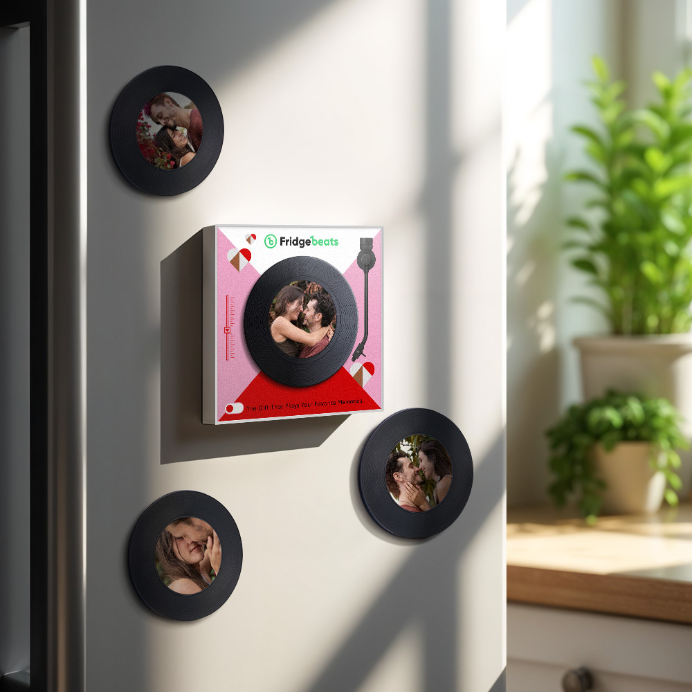 カスタム音楽 & 写真冷蔵庫用マグネットは 1 ～ 6 のビニールと曲をカスタマイズできます - Fridgebeatsjp