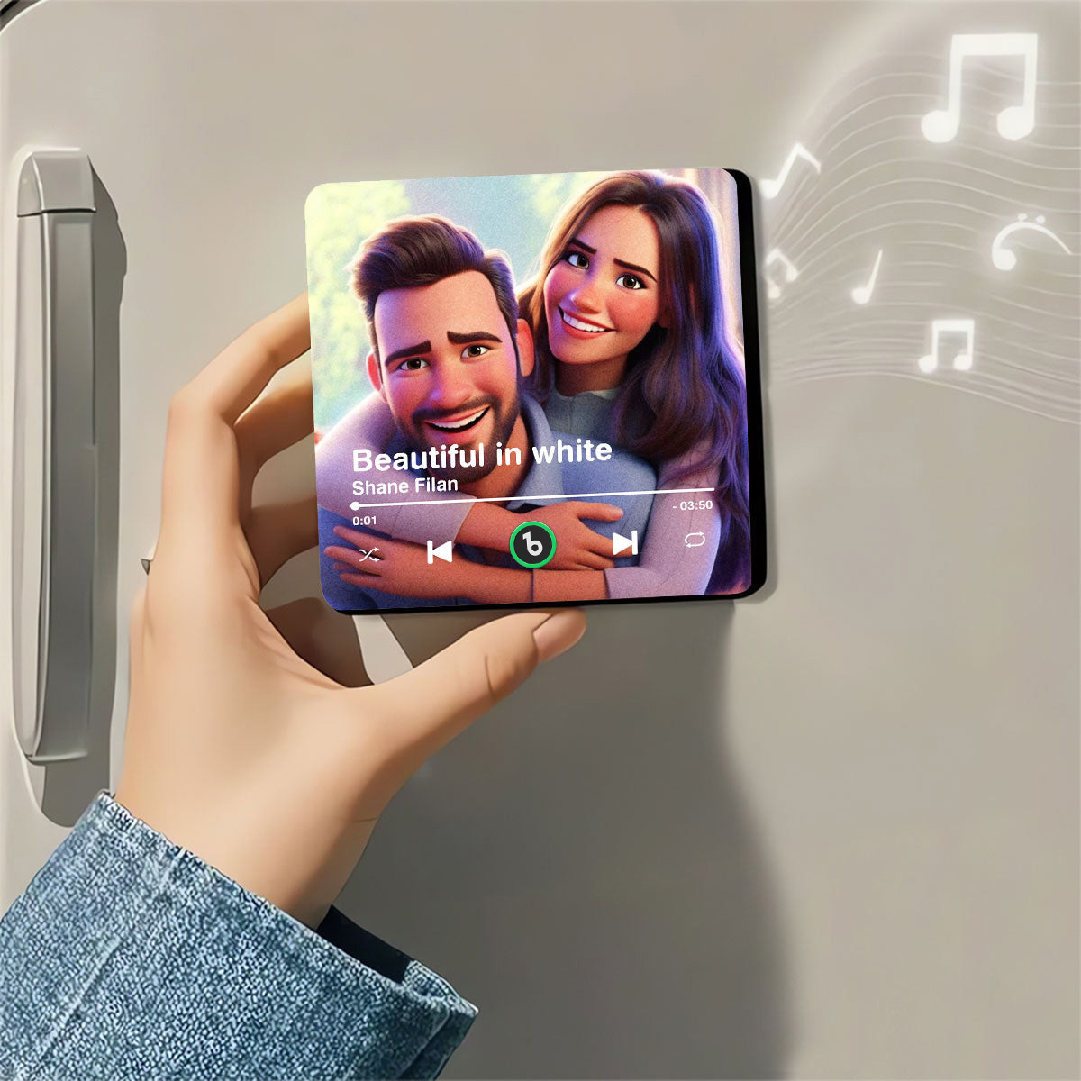 冷蔵庫用カスタムミュージックマグネット。パーソナライズされた写真入り漫画風ソング冷蔵庫マグネット。曲を再生可能。お母さんへのギフト。 - Fridgebeatsjp