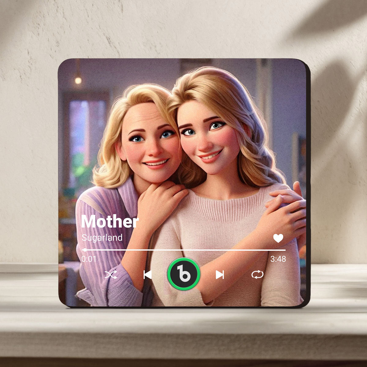 冷蔵庫用カスタムミュージックマグネット。パーソナライズされた写真入り漫画風ソング冷蔵庫マグネット。曲を再生可能。お母さんへのギフト。