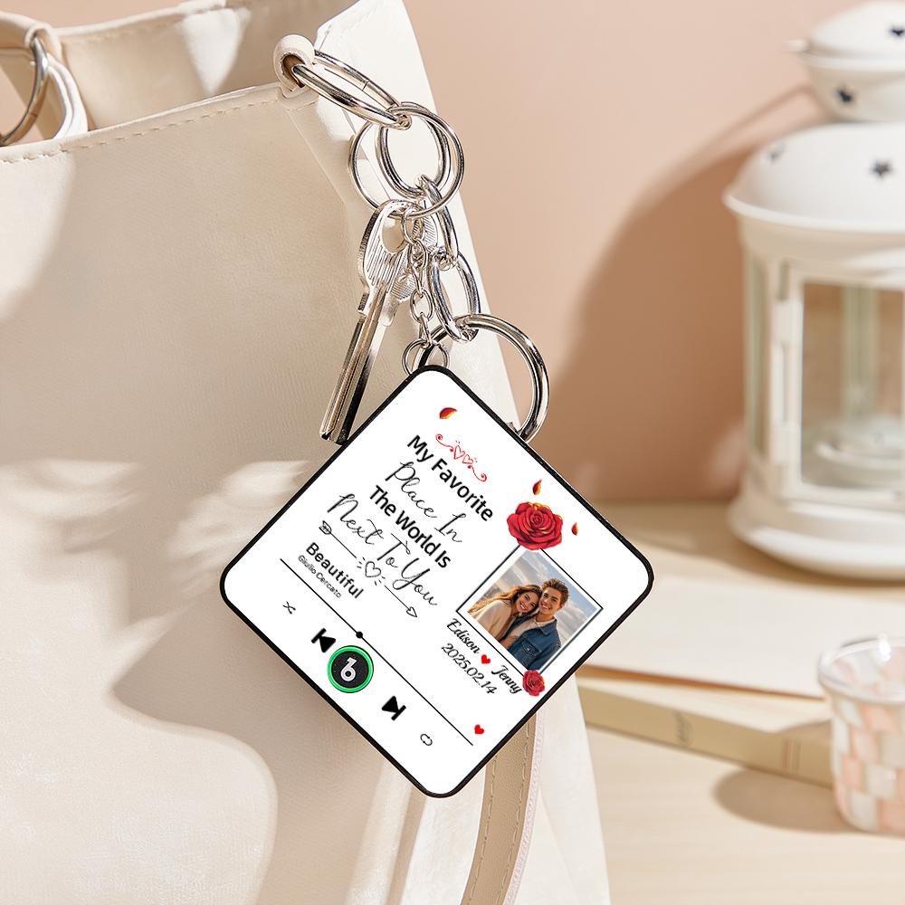 カスタム音楽冷蔵庫マグネット 花柄のパーソナライズ写真冷蔵庫マグネット 世界で一番好きな場所はあなたの隣です カップルへのギフト - Fridgebeatsjp