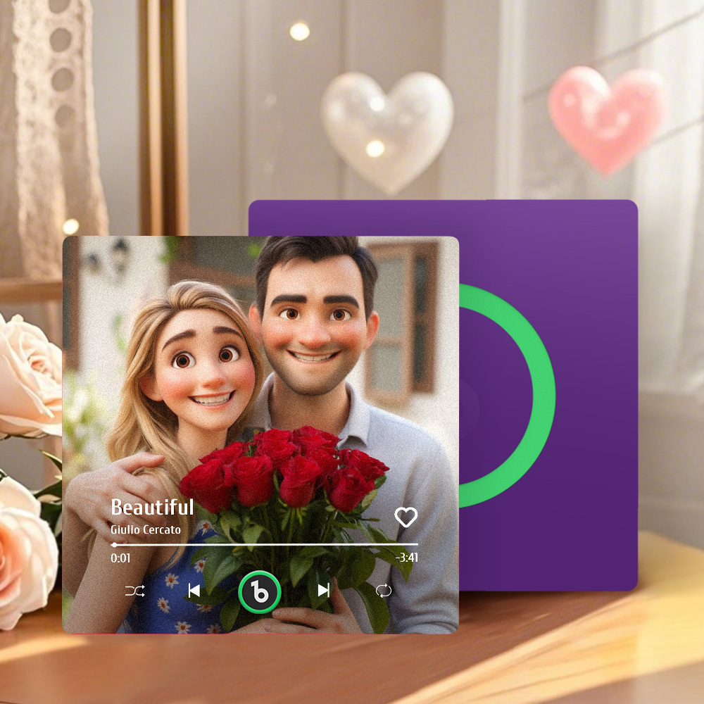 冷蔵庫用カスタムミュージックマグネット。パーソナライズされた写真入り漫画風ソング冷蔵庫マグネット。曲を再生可能。お母さんへのギフト。 - Fridgebeatsjp