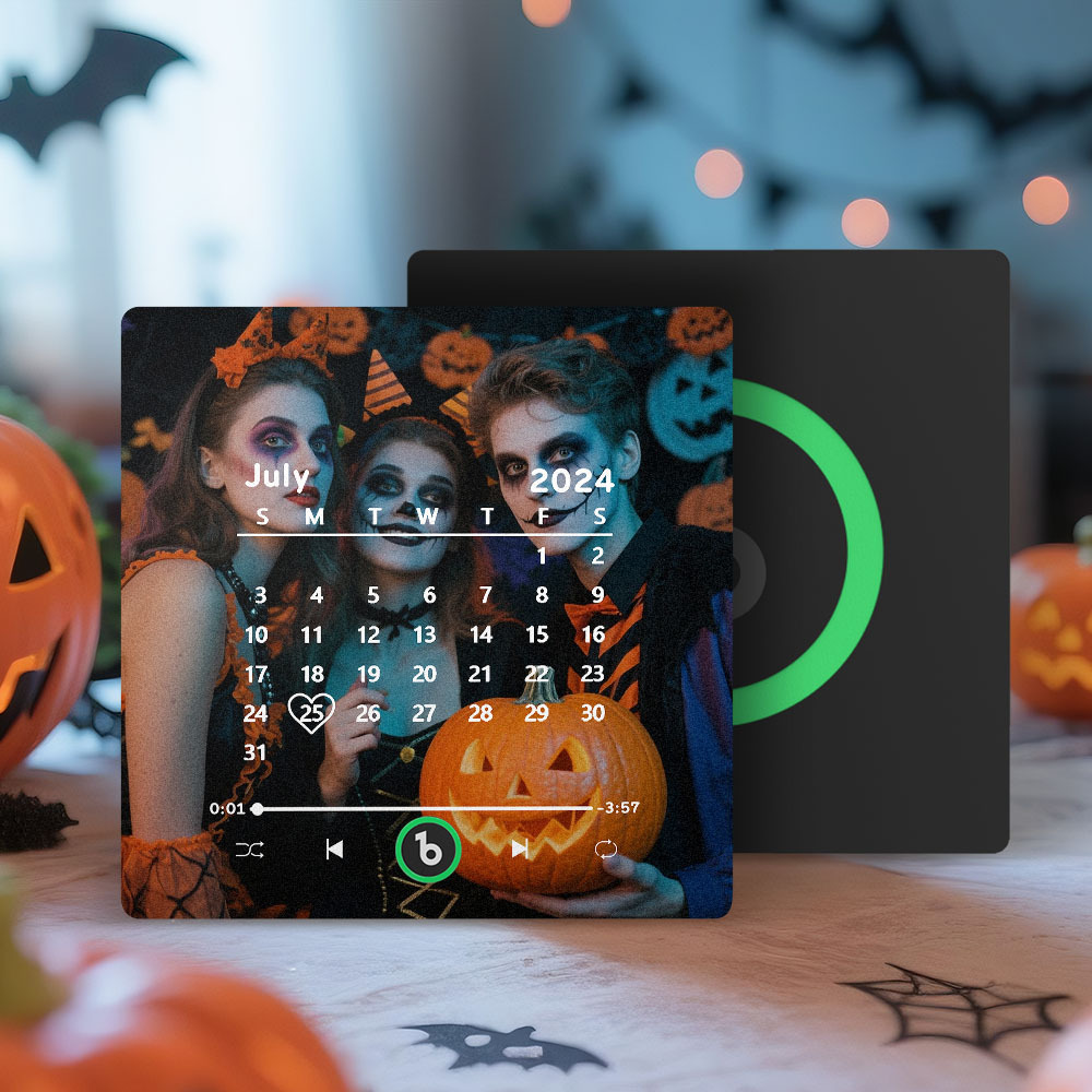 Aimant Musical Personnalisé Pour Réfrigérateur, Aimant Musical Personnalisé Pour Réfrigérateur, Aimant D'halloween Compatible Bluetooth, Calendrier, Cadeaux D'halloween Pour Couple - Fridgebeatsfr