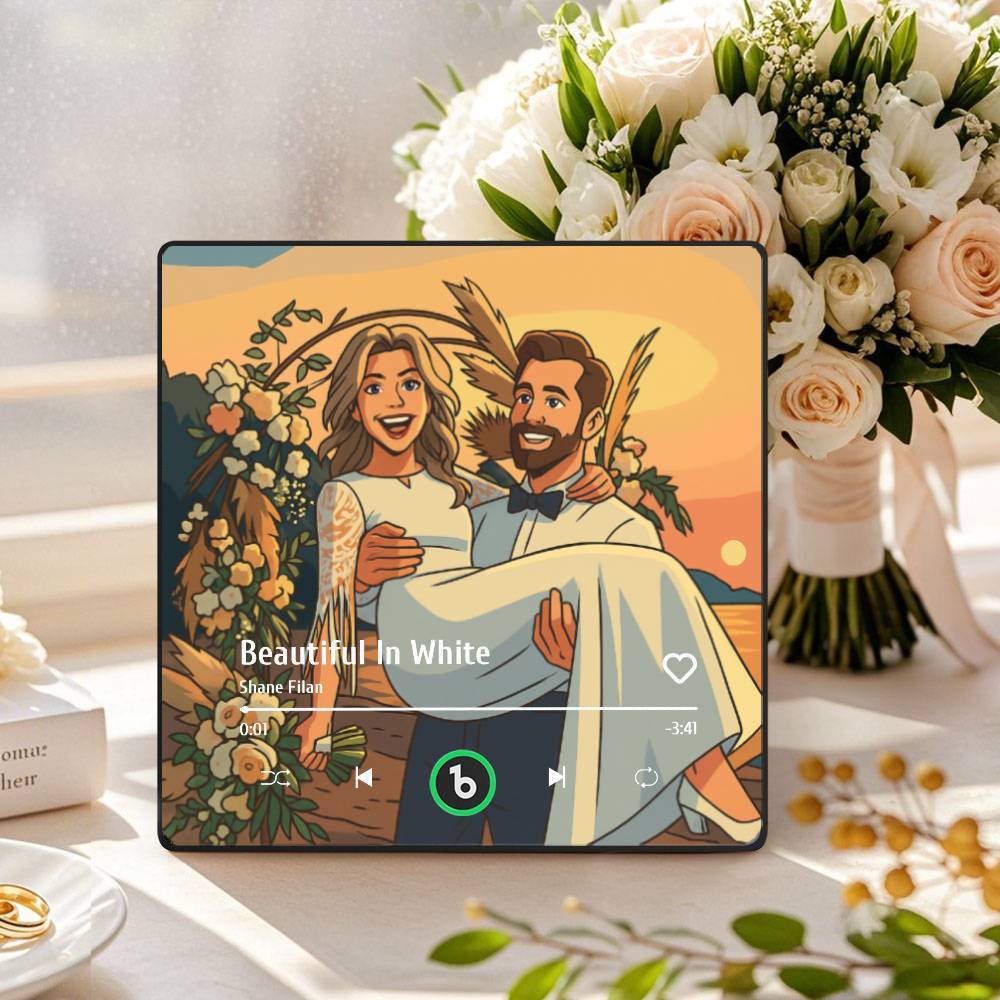 Aimant De Réfrigérateur Musical Personnalisé Avec Photo Personnalisée, Chanson De Style Dessin Animé Variée, Aimant De Réfrigérateur Pouvant Jouer Des Chansons, Cadeaux De Mariage, Cadeaux D'anniversaire Pour Couple - Fridgebeatsfr