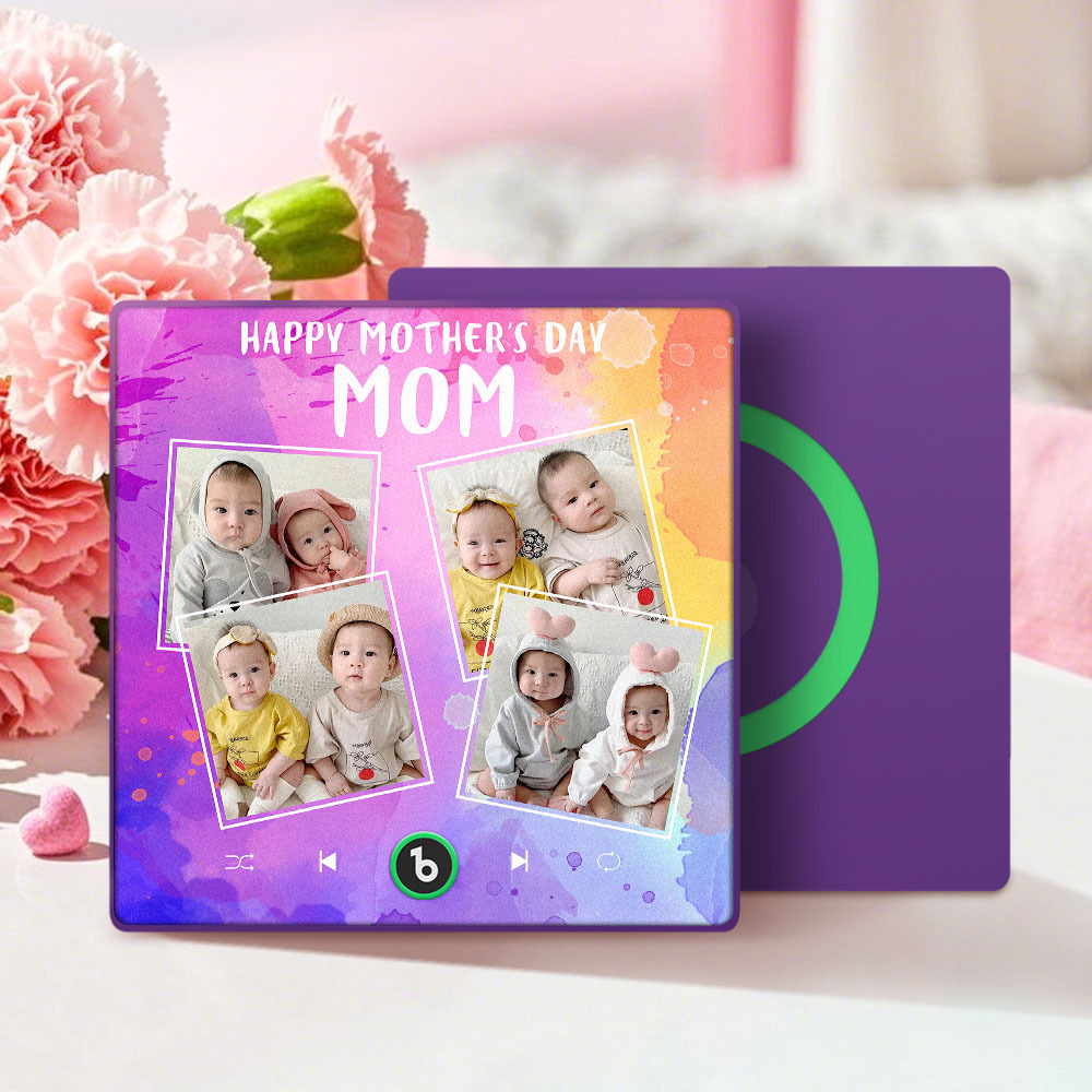 Aimants De Réfrigérateur Personnalisés Qui Jouent De La Musique Avec 4 Photos Cadeaux De Fête Des Mères Pour Maman - Fridgebeatsfr