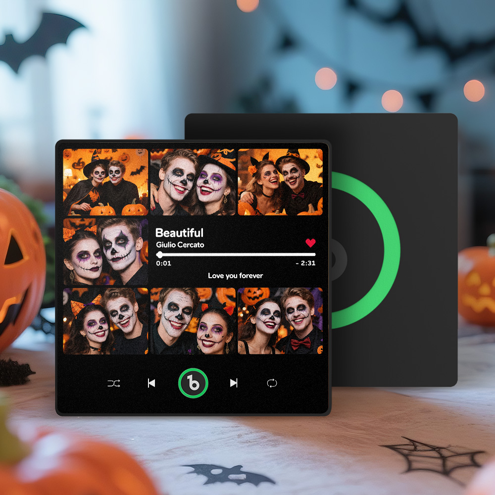 Aimant De Réfrigérateur Personnalisé Avec Musique Et Photos Multiples, Aimant Photo Personnalisé Avec Chanson Musicale, Cadeau D'halloween Pour Couple