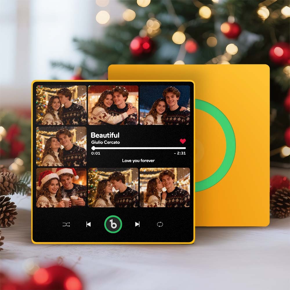 Aimant De Réfrigérateur Personnalisé Avec Musique Et Photos Multiples. Aimant Photo Personnalisé Avec Chanson Pouvant Jouer De La Musique. Cadeau De Noël Pour Couple. - Fridgebeatsfr