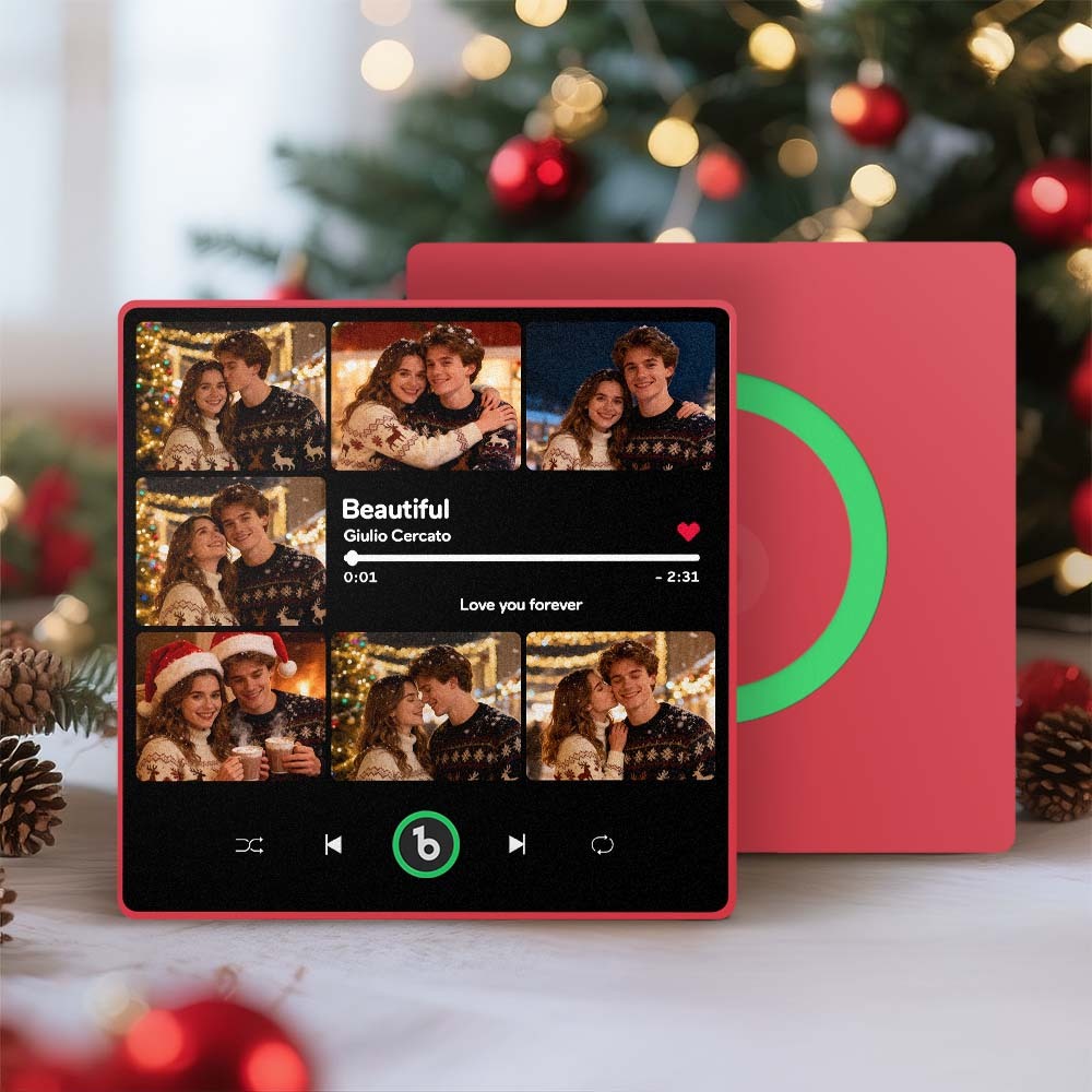 Aimant De Réfrigérateur Personnalisé Avec Musique Et Photos Multiples. Aimant Photo Personnalisé Avec Chanson Pouvant Jouer De La Musique. Cadeau De Noël Pour Couple. - Fridgebeatsfr