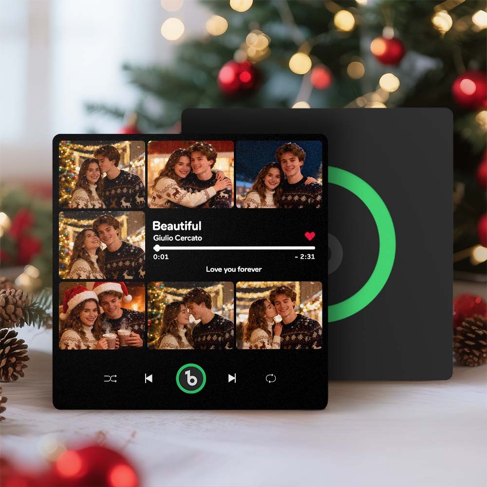 Aimant De Réfrigérateur Personnalisé Avec Musique Et Photos Multiples. Aimant Photo Personnalisé Avec Chanson Pouvant Jouer De La Musique. Cadeau De Noël Pour Couple. - Fridgebeatsfr
