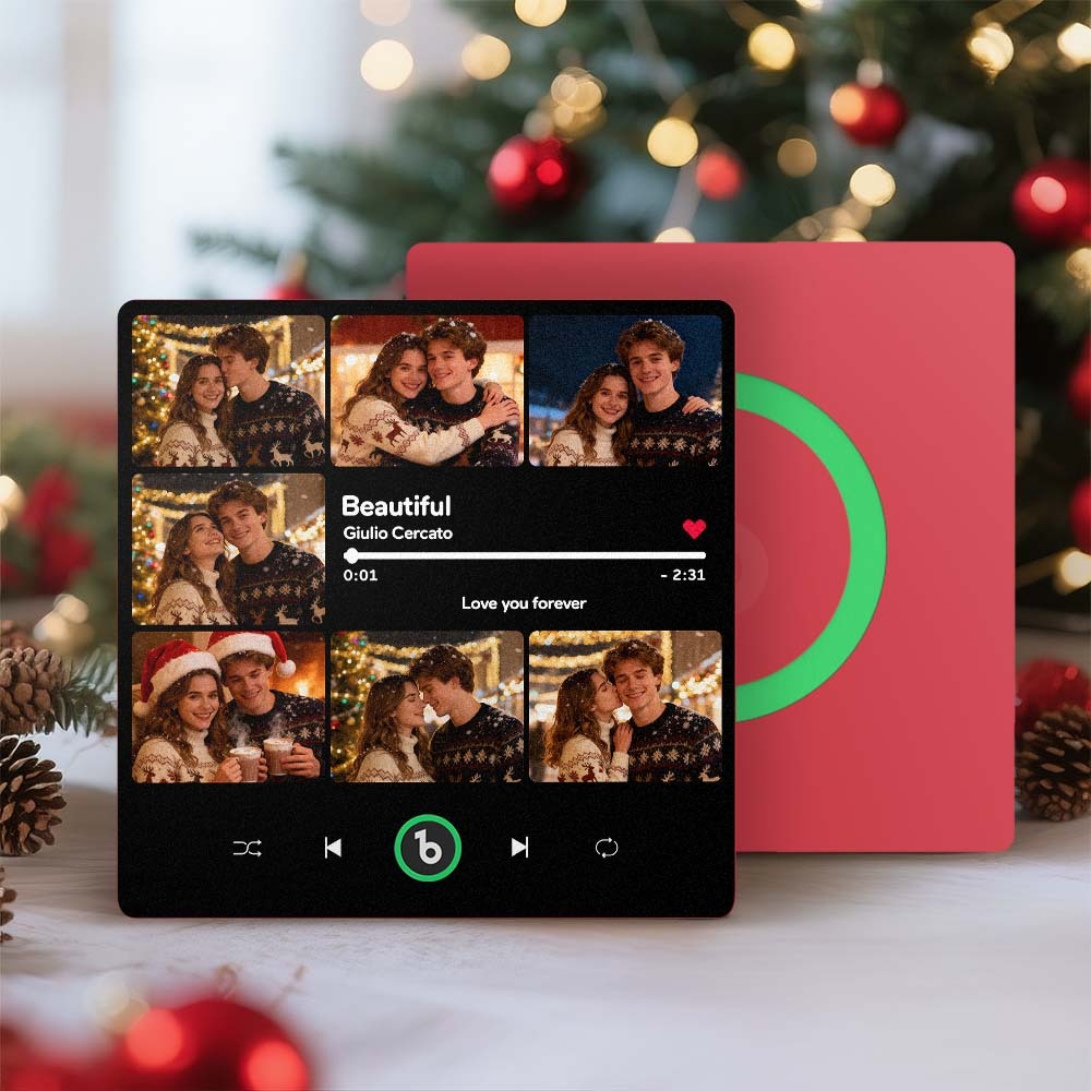 Aimant De Réfrigérateur Personnalisé Avec Musique Et Photos Multiples. Aimant Photo Personnalisé Avec Chanson Pouvant Jouer De La Musique. Cadeau De Noël Pour Couple. - Fridgebeatsfr