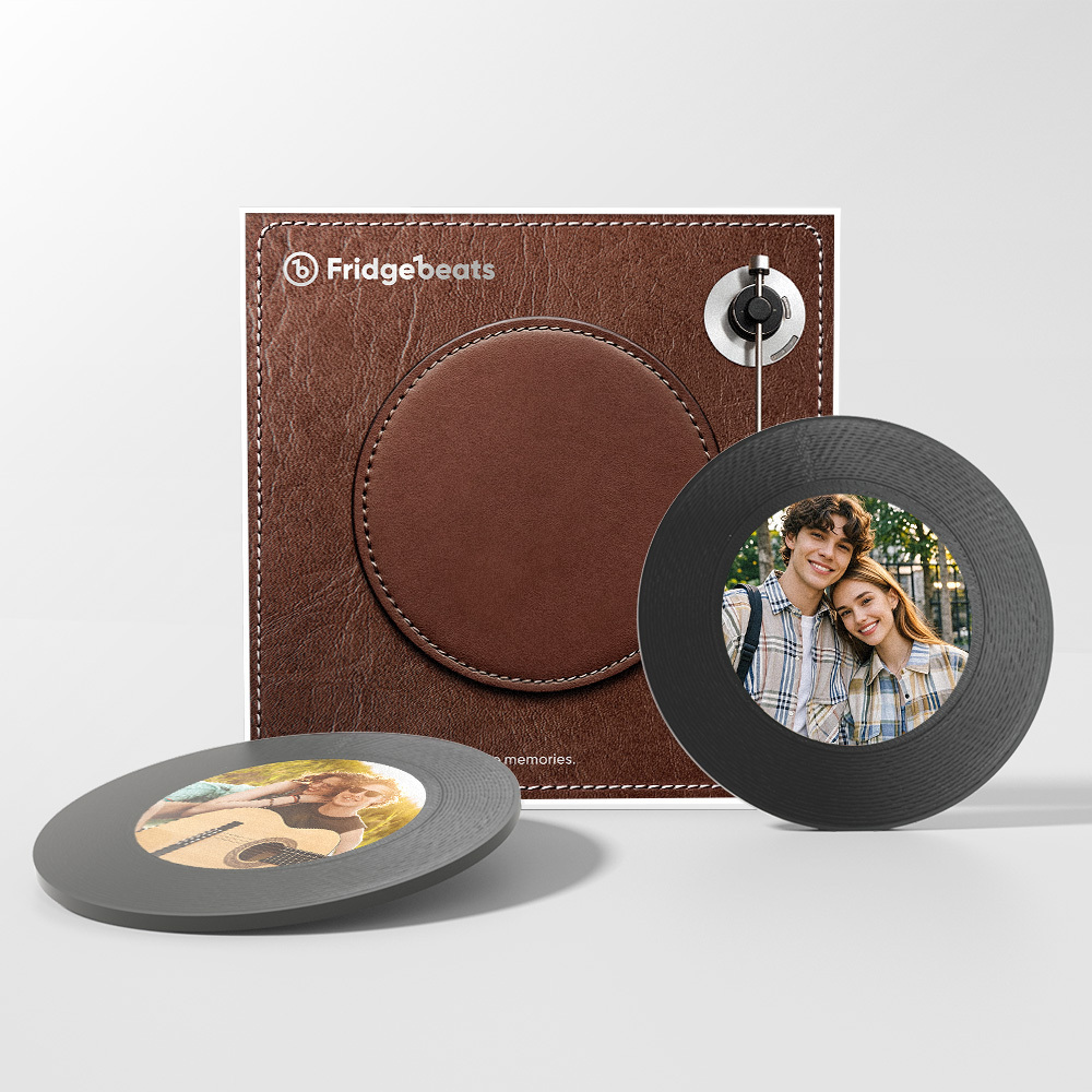 Aimant De Réfrigérateur Musical Personnalisé Prenant En Charge 1 À 6 Chansons Aimants De Réfrigérateur Vintage Photo Personnalisés Pour Lui - Fridgebeatsfr