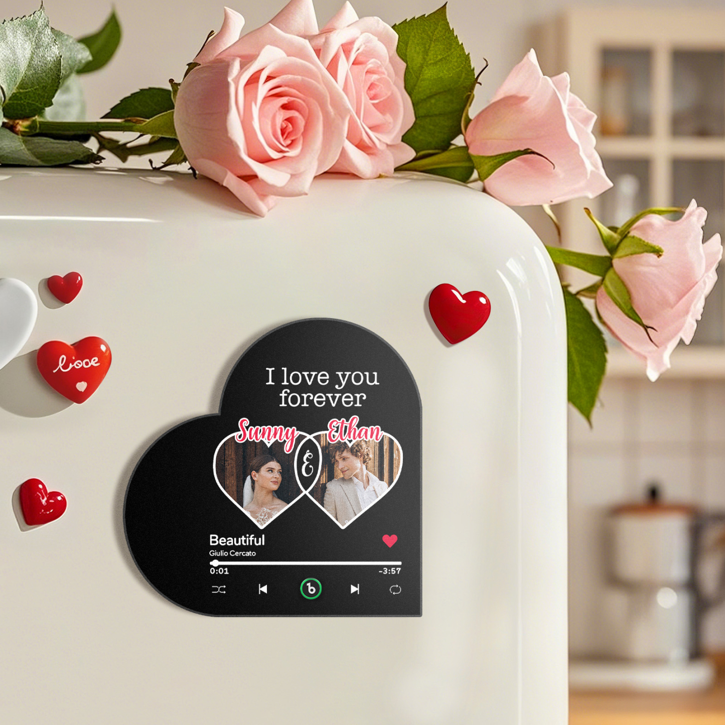 Aimant De Réfrigérateur Musical Personnalisé En Forme De Cœur « tu Es Mon Pingouin » - Cadeau Pour Couples - Fridgebeatsfr