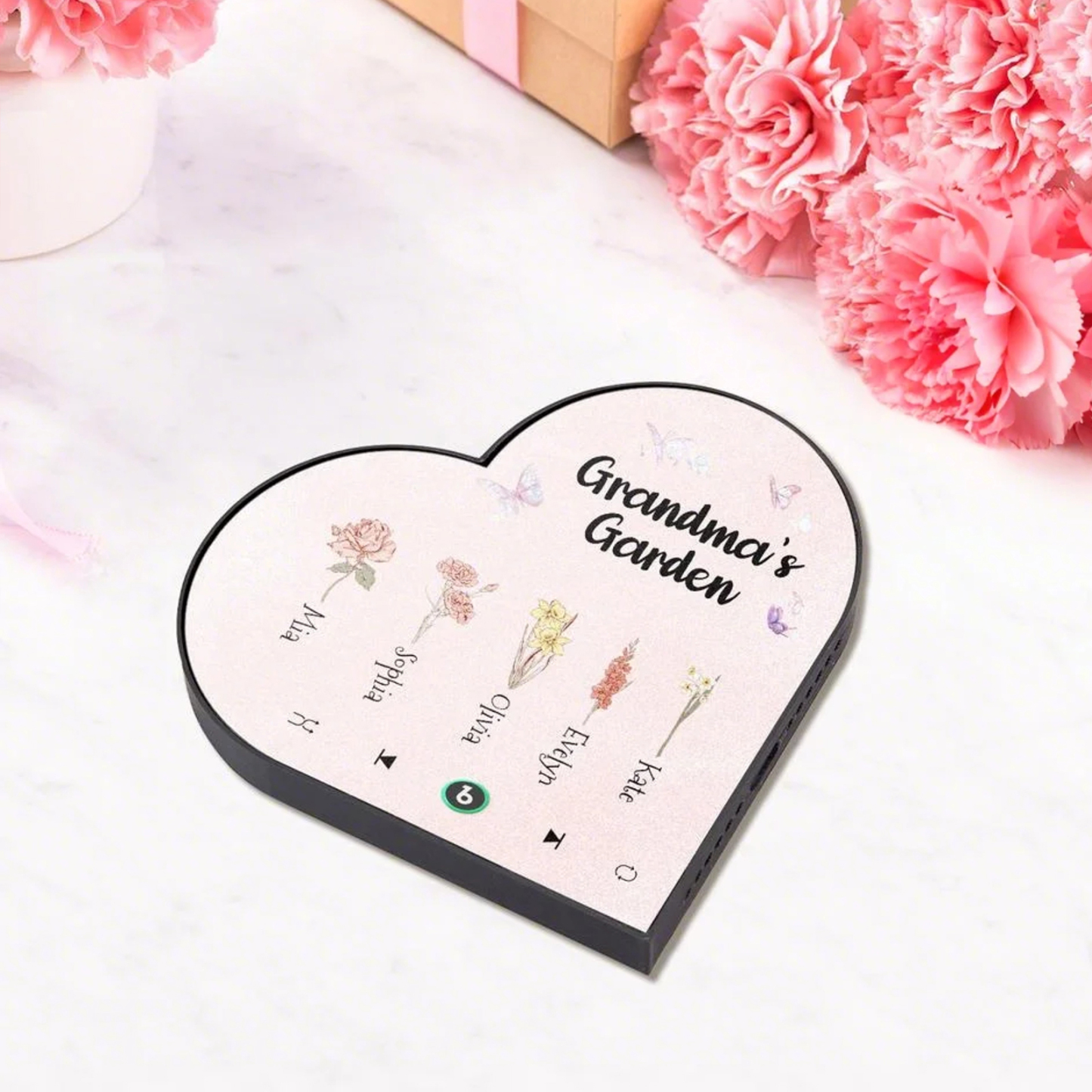 Aimant De Réfrigérateur Personnalisé En Forme De Cœur Avec Fleur De Naissance, Cadeau Sentimental Pour Maman - Fridgebeatsfr