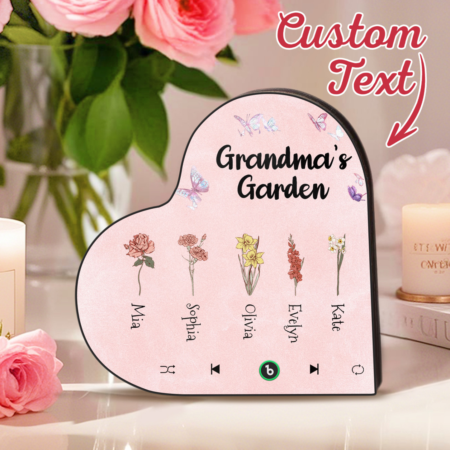 Aimant De Réfrigérateur Personnalisé En Forme De Cœur Avec Fleur De Naissance, Cadeau Sentimental Pour Maman - Fridgebeatsfr
