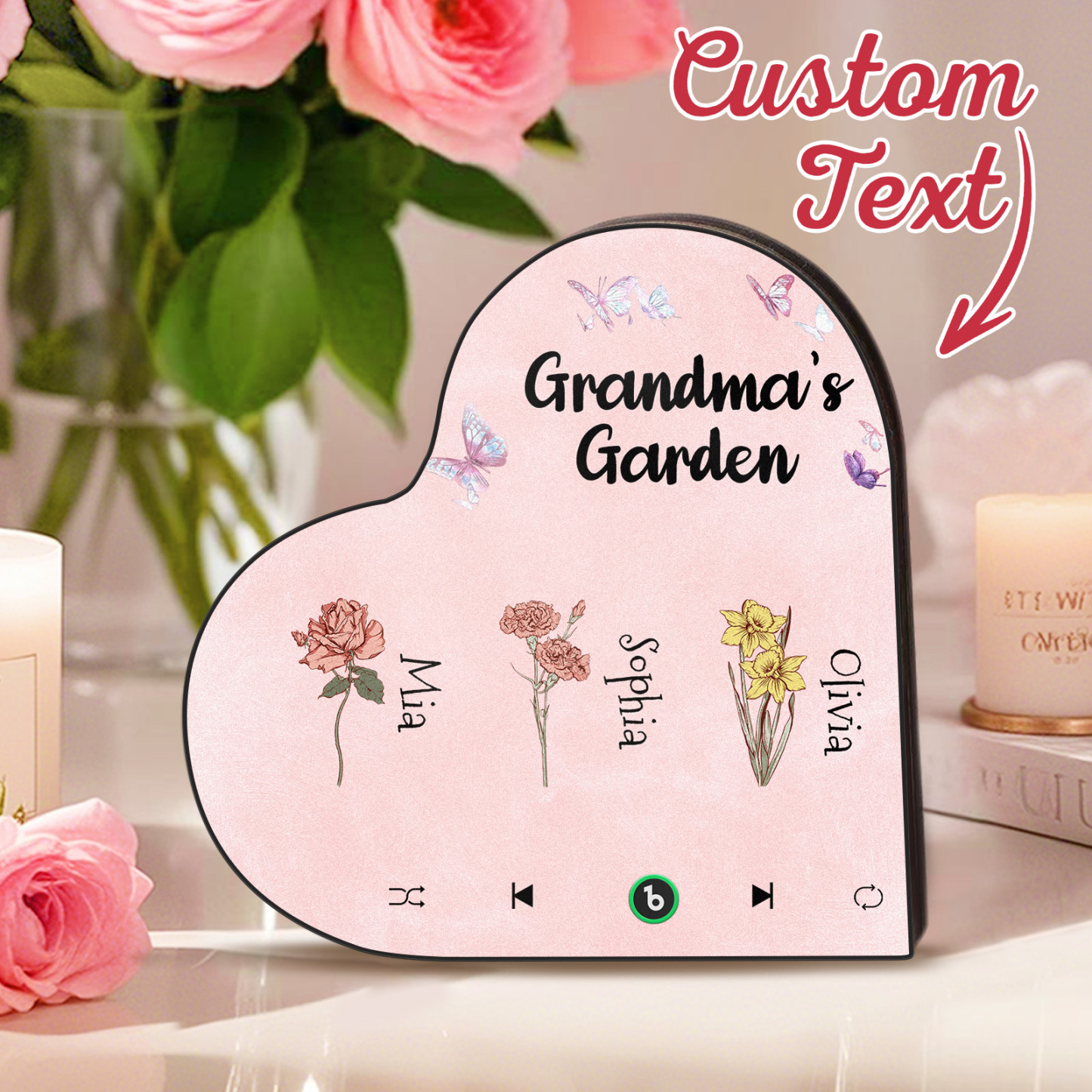 Aimant De Réfrigérateur Personnalisé En Forme De Cœur Avec Fleur De Naissance, Cadeau Sentimental Pour Maman - Fridgebeatsfr