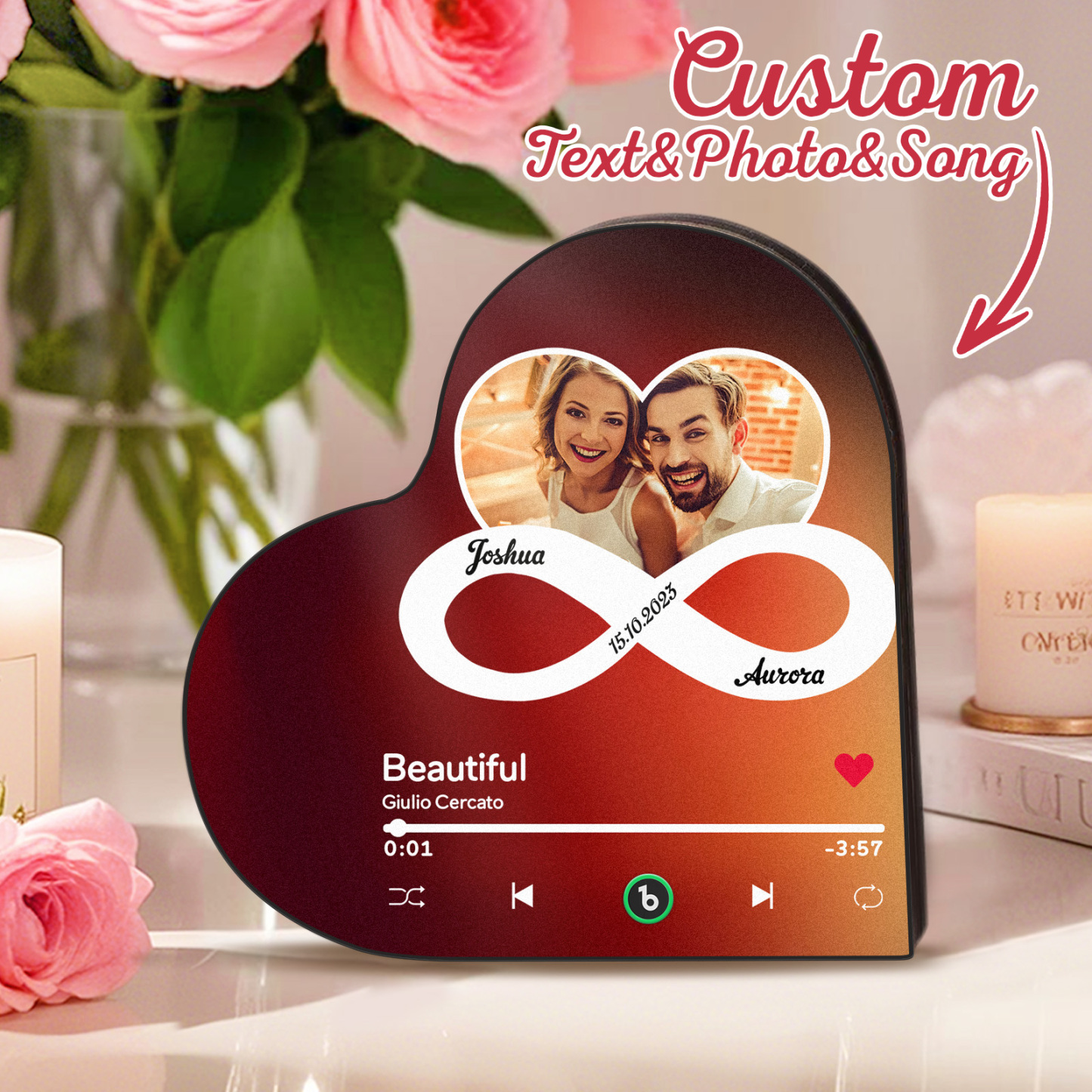 Aimant De Réfrigérateur Musical Personnalisé En Forme De Cœur, Cadeaux D'anniversaire D'amour Éternel - Fridgebeatsfr