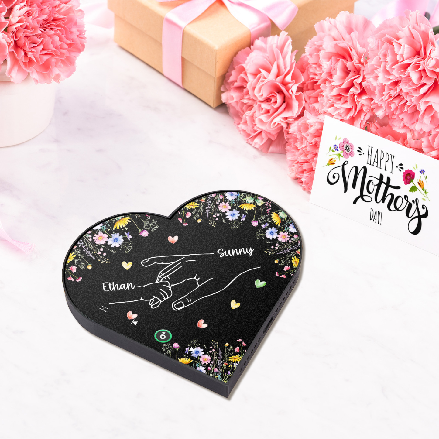 Aimant De Réfrigérateur Musical Personnalisé Avec Le Nom Des Enfants, Cadeaux De Fête Des Mères, Cadre En Forme De Cœur Personnalisé, Aimant De Réfrigérateur, Cadeau Pour Maman Et Grand-mère - Fridgebeatsfr