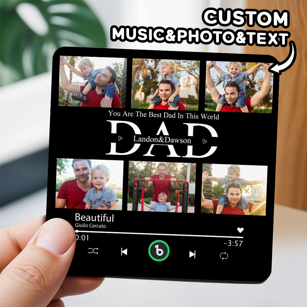 Aimants De Réfrigérateur Musicaux Personnalisés Aimant De Réfrigérateur Musical Personnalisé Cadre Coloré Album Aimant De Réfrigérateur Peut Jouer Des Chansons Cadeau Pour Papa - Fridgebeatsfr