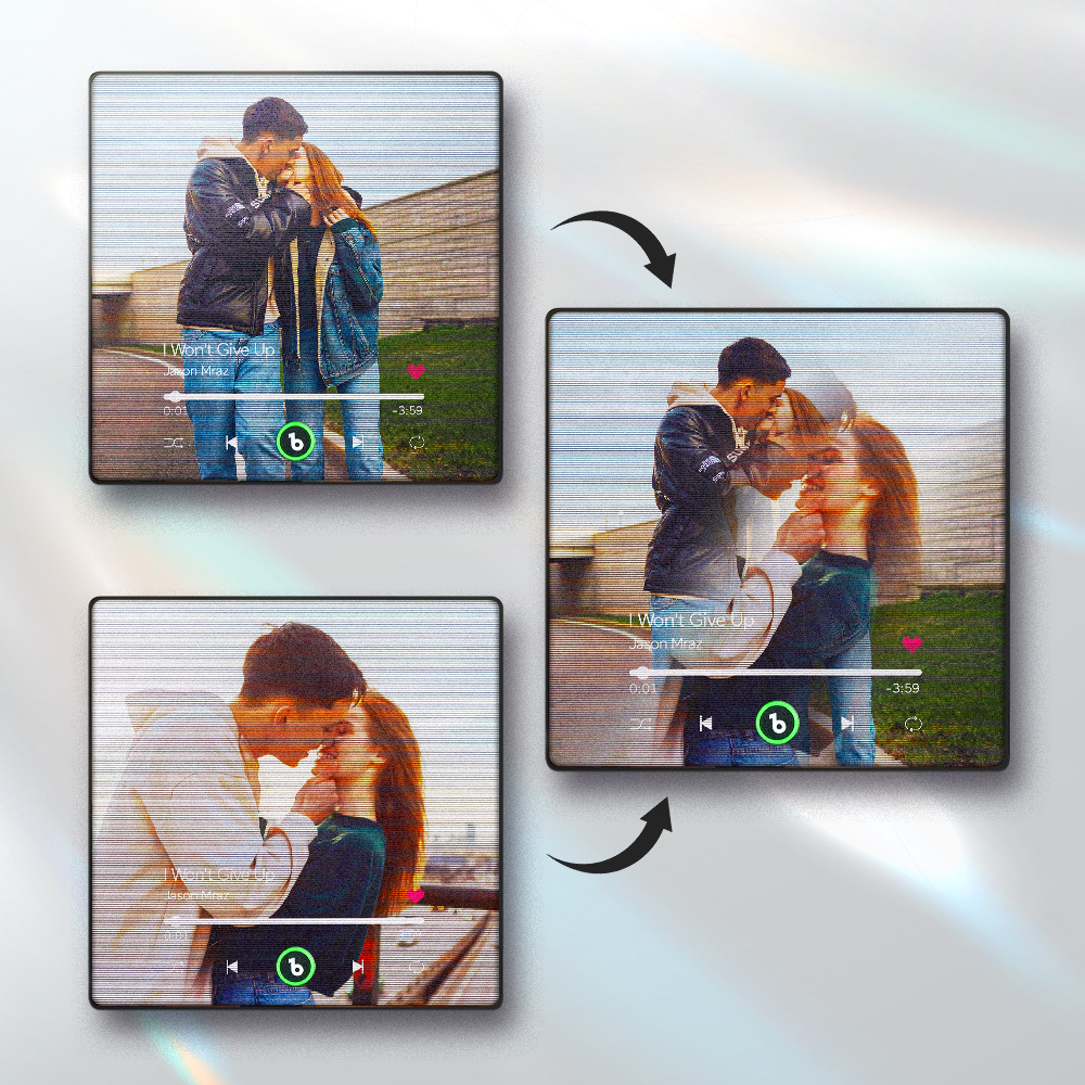Aimant De Réfrigérateur Personnalisé Avec Musique Lenticulaire, Album Photo Personnalisé 2 Photos En 1, Aimant De Réfrigérateur Pour Couple - Fridgebeatsfr