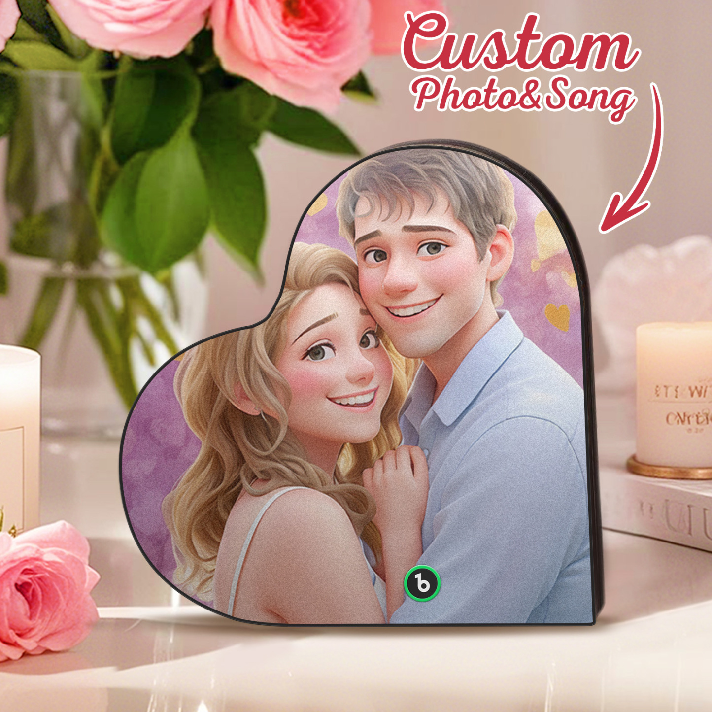 Aimant De Réfrigérateur Musical Personnalisé, Cadre Photo Personnalisé En Forme De Cœur, Chanson, Aimant De Réfrigérateur Qui Peut Jouer Des Chansons, Cadeaux D'anniversaire, Cadeau D'anniversaire Pour Couple - Fridgebeatsfr